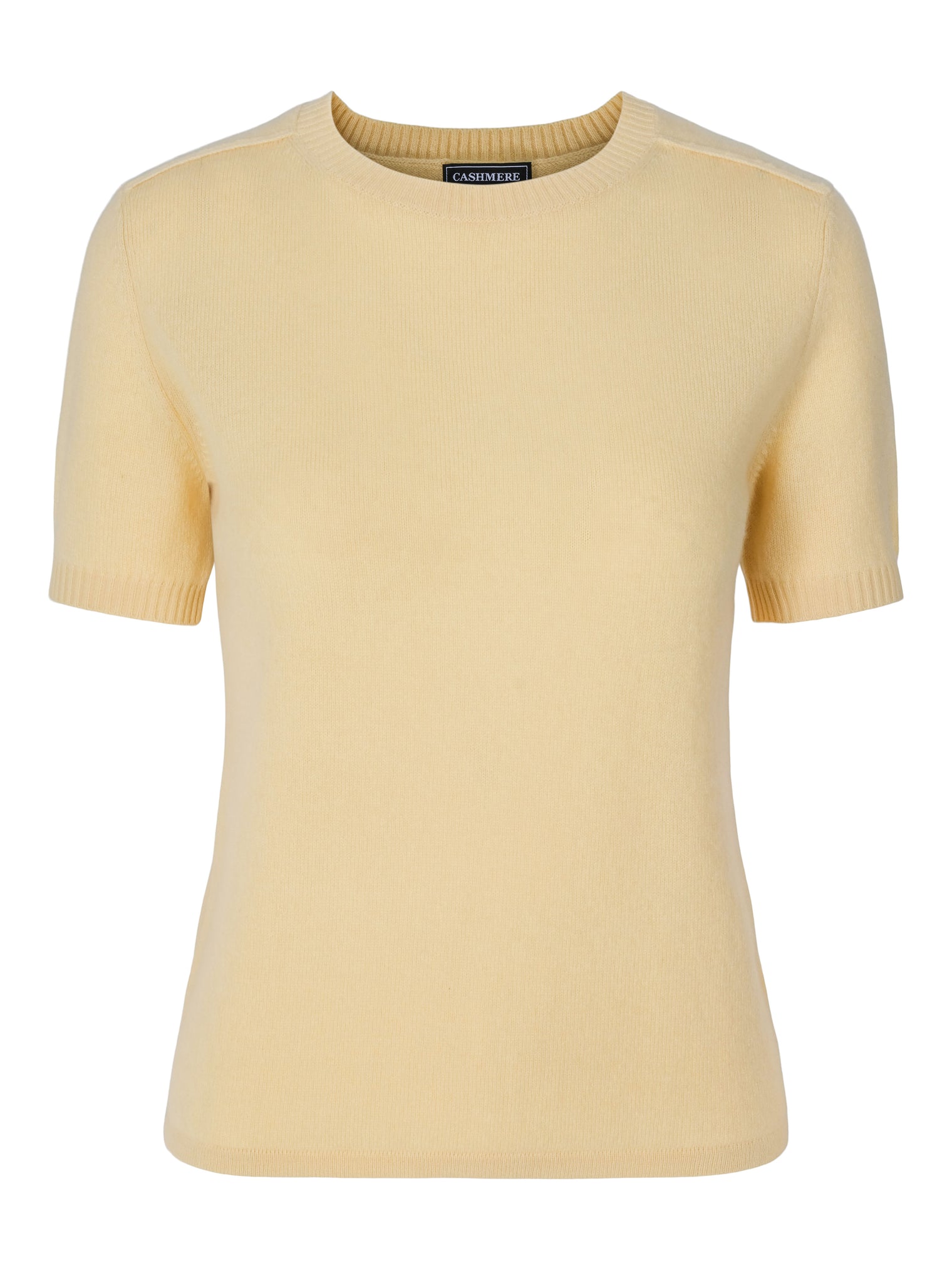 Short-sleeved cashmere t-shirt yellow