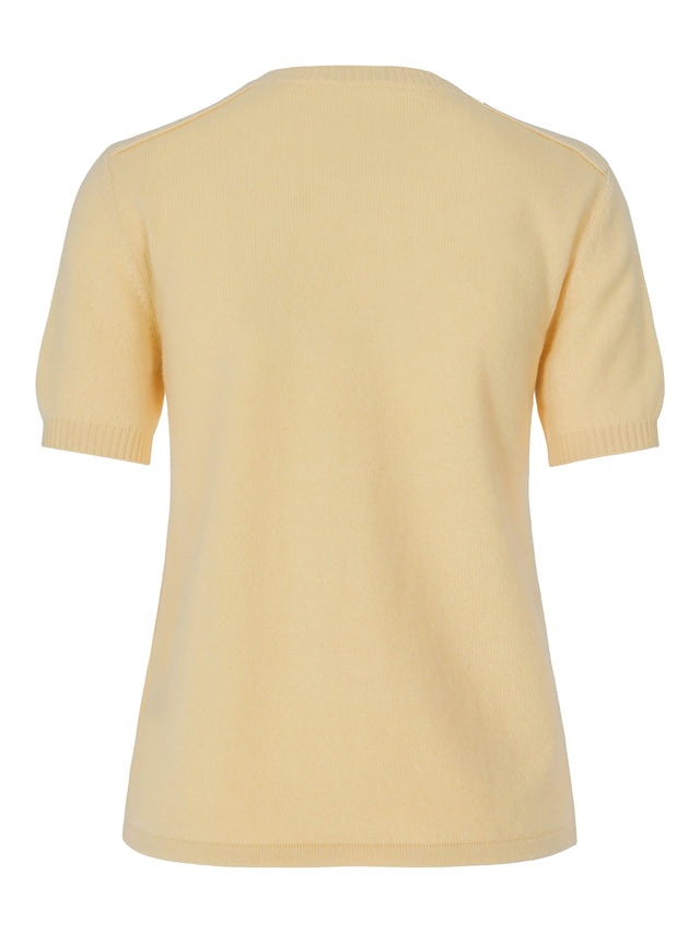 Short-sleeved cashmere t-shirt yellow