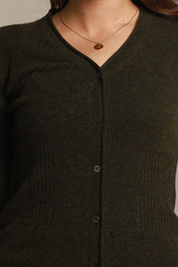 Classic cashmere cardigan moss green