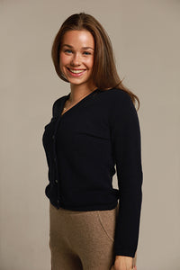 Classic cashmere cardigan navy blue