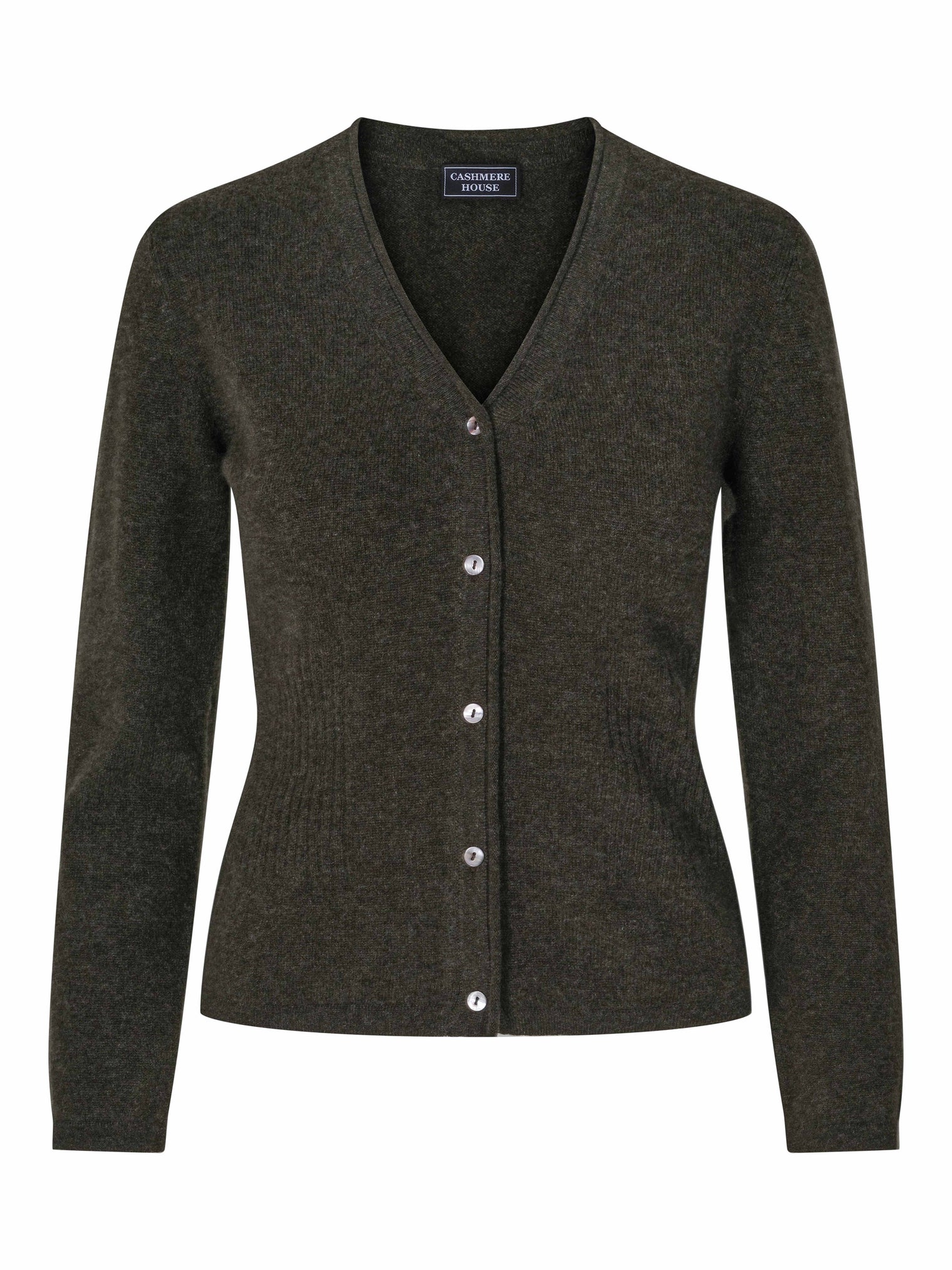 Classic cashmere cardigan moss green