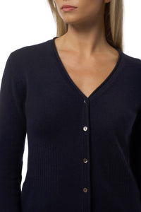 Classic cashmere cardigan navy blue