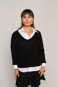 V-Neck Cashmere Sweater – Black