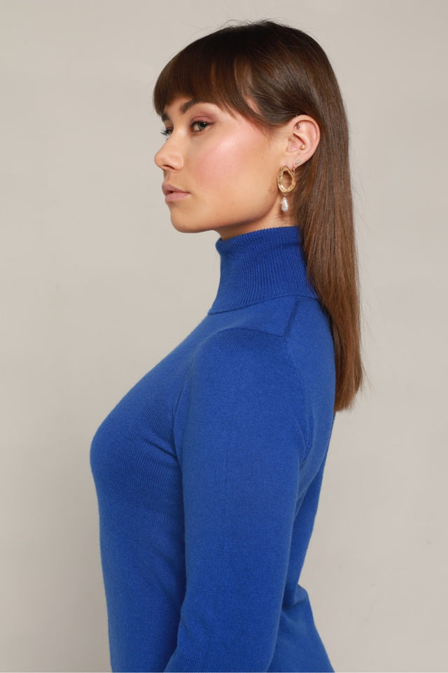 High neck cashmere sweater ultra blue