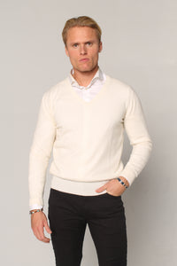 V-Neck Cashmere Sweater – White