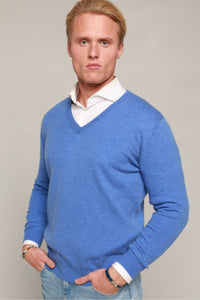 V-Neck Cashmere Sweater – Blue