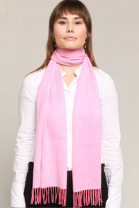 Cashmere Scarf with Fringes – Pink