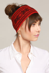 Cashmere Headband – Red and Black