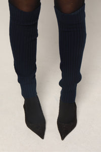 Navy Blue Cashmere Leg Warmers