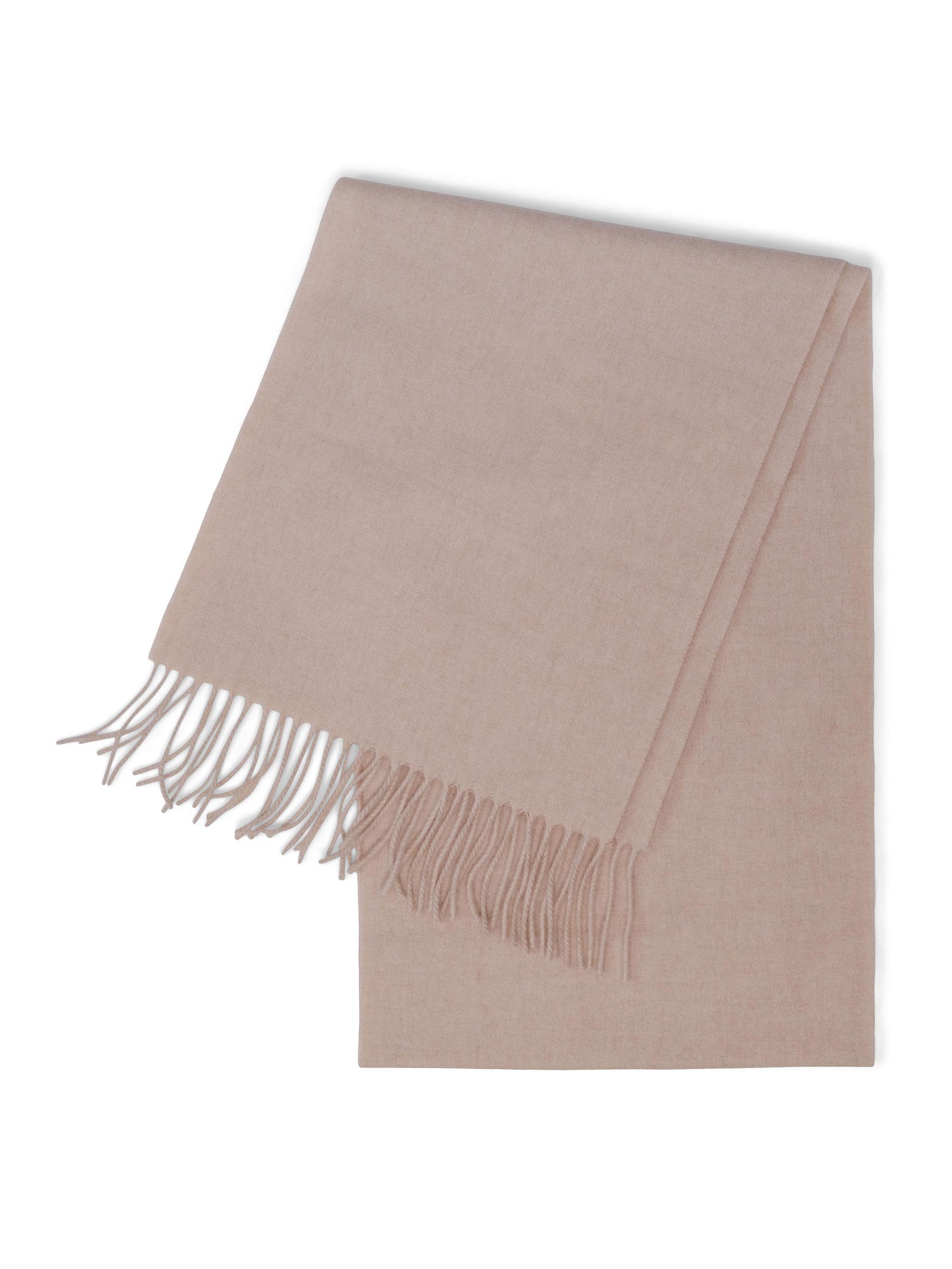 Cashmere Scarf with Fringes – Light Natural