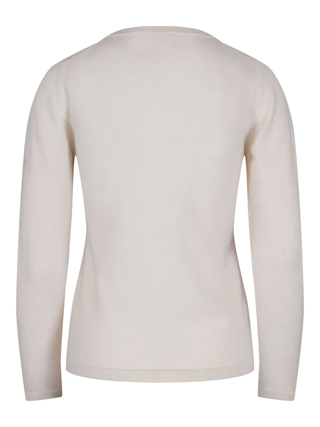 Round neck cashmere sweater white