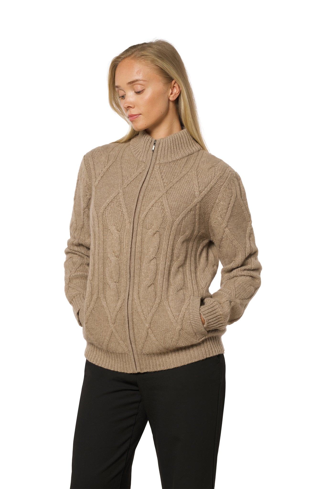 Thick braided cashmere jacket dark organic