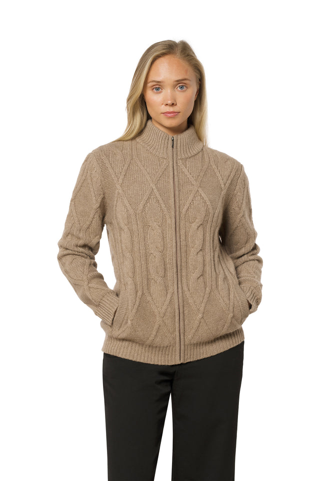 Thick braided cashmere jacket, dark organic