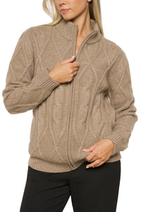 Thick braided cashmere jacket dark organic