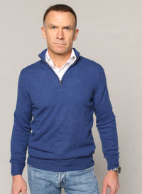 Cashmere Zip Sweater – Denim