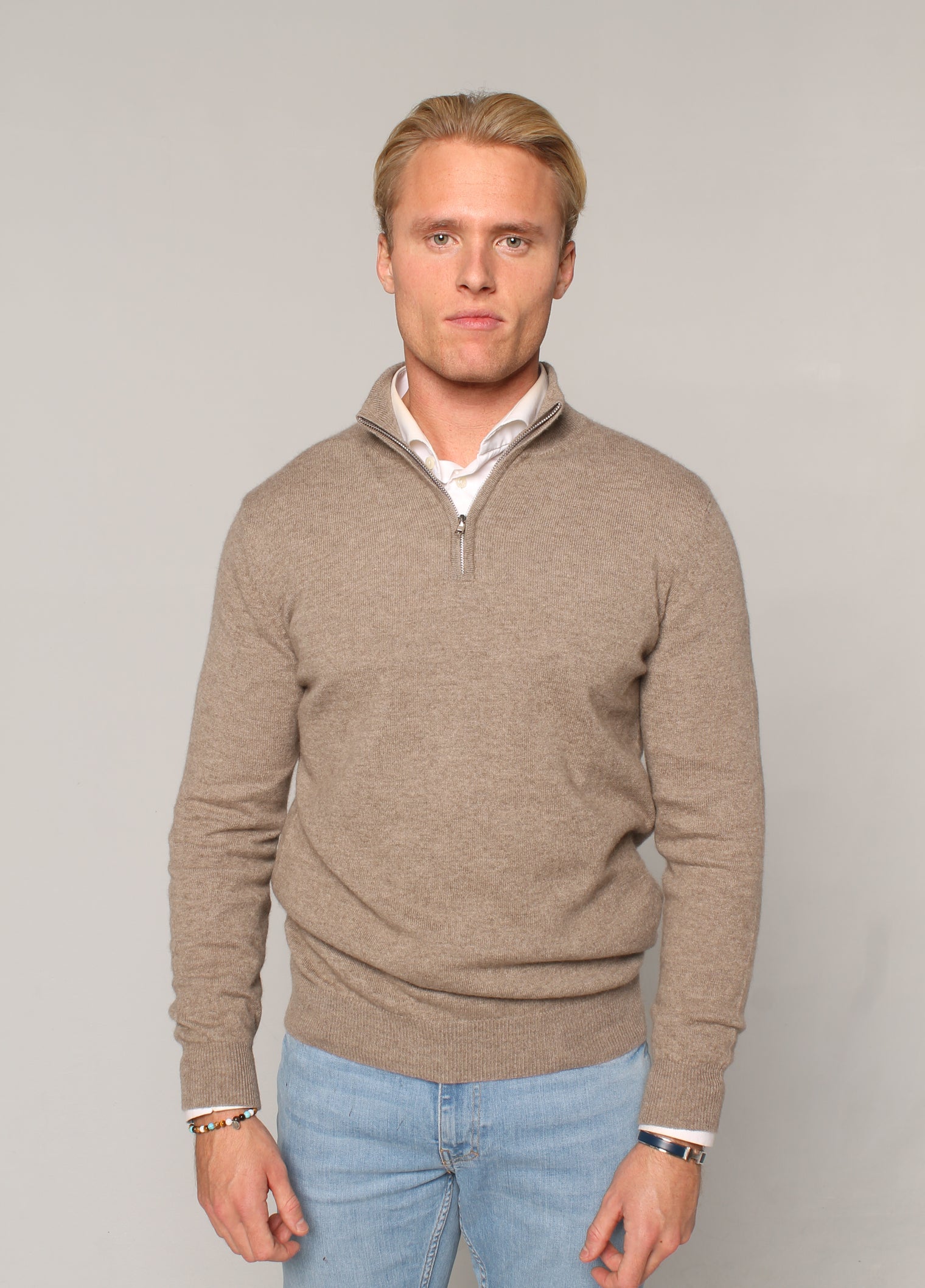 Organic Cashmere Zip Sweater