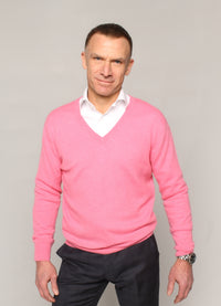 V-Neck Cashmere Sweater – Hot Pink
