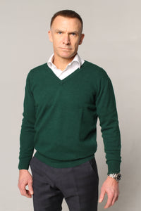 V-Neck Cashmere Sweater – Forest Green