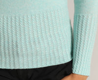 Round Neck Cable Knit Cashmere Sweater – Turquoise