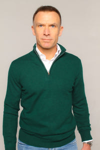 Cashmere Zip Sweater – Forest Green