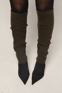 Cashmere leg warmers green