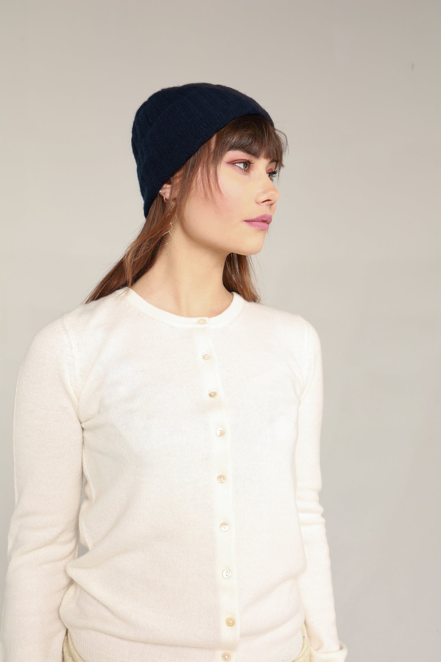 Navy Blue Cashmere Beanie