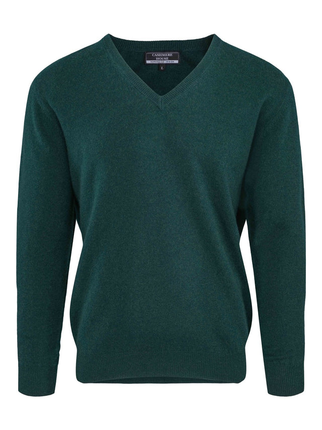V-neck cashmere sweater forest