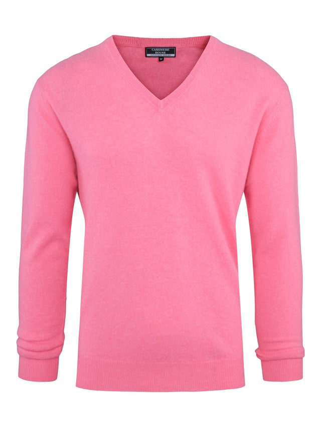 V-neck cashmere sweater hot pink