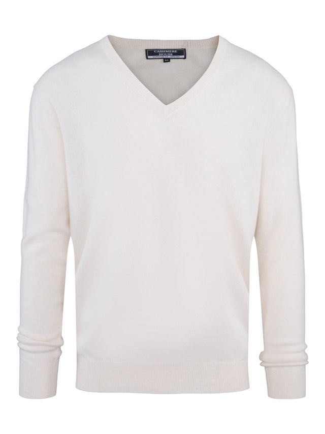 V-neck cashmere sweater white