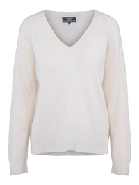 V-Neck Cashmere Sweater – White