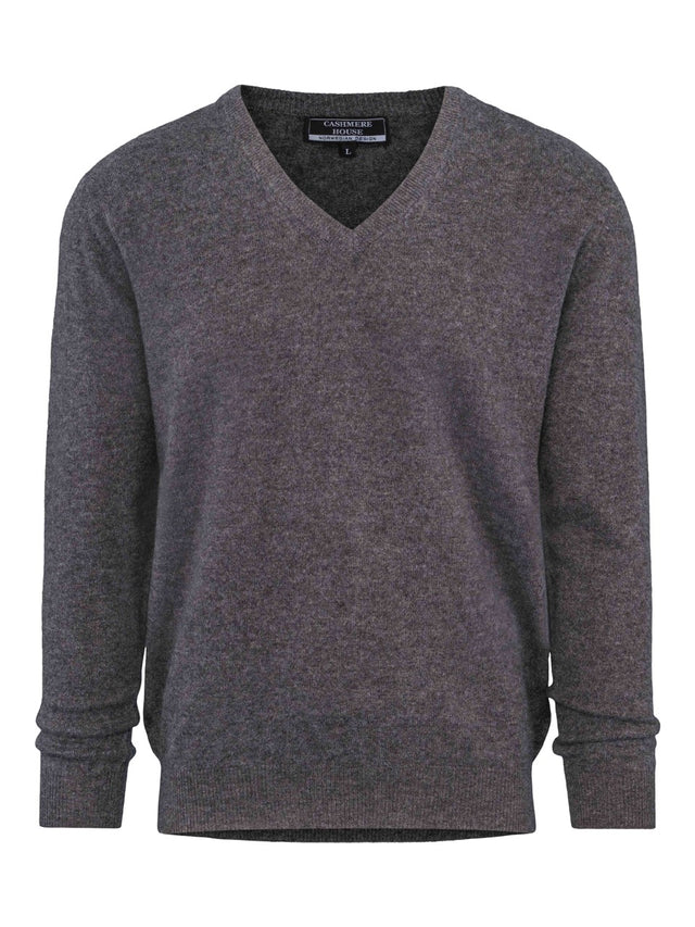 V-neck cashmere sweater charcoal grey