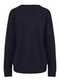 V-Neck Cashmere Sweater – Navy Blue