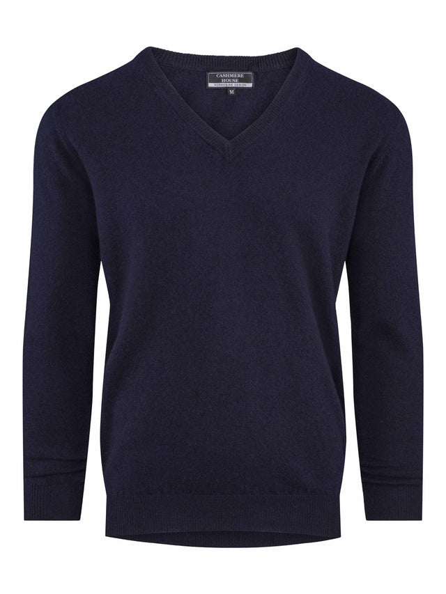 V-neck cashmere sweater navy blue