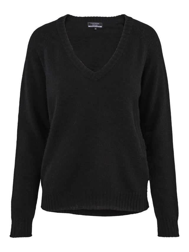 V-neck cashmere sweater black