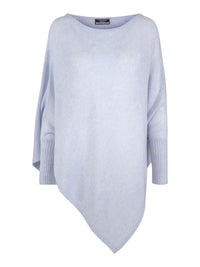 Cashmere Poncho with Sleeves – Sky Blue
