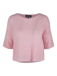 Short-sleeved cashmere sweater light pink