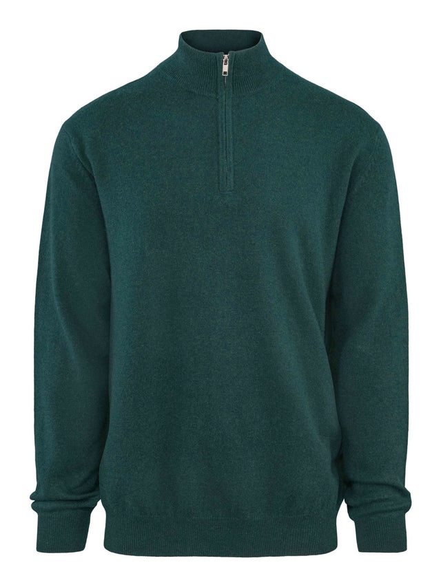 Cashmere sweater with zip forest