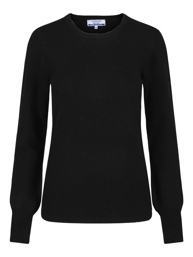 Round neck cashmere sweater black 