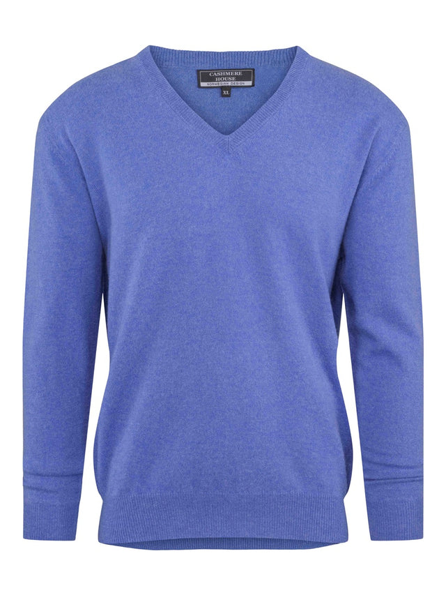 V-neck cashmere sweater blue